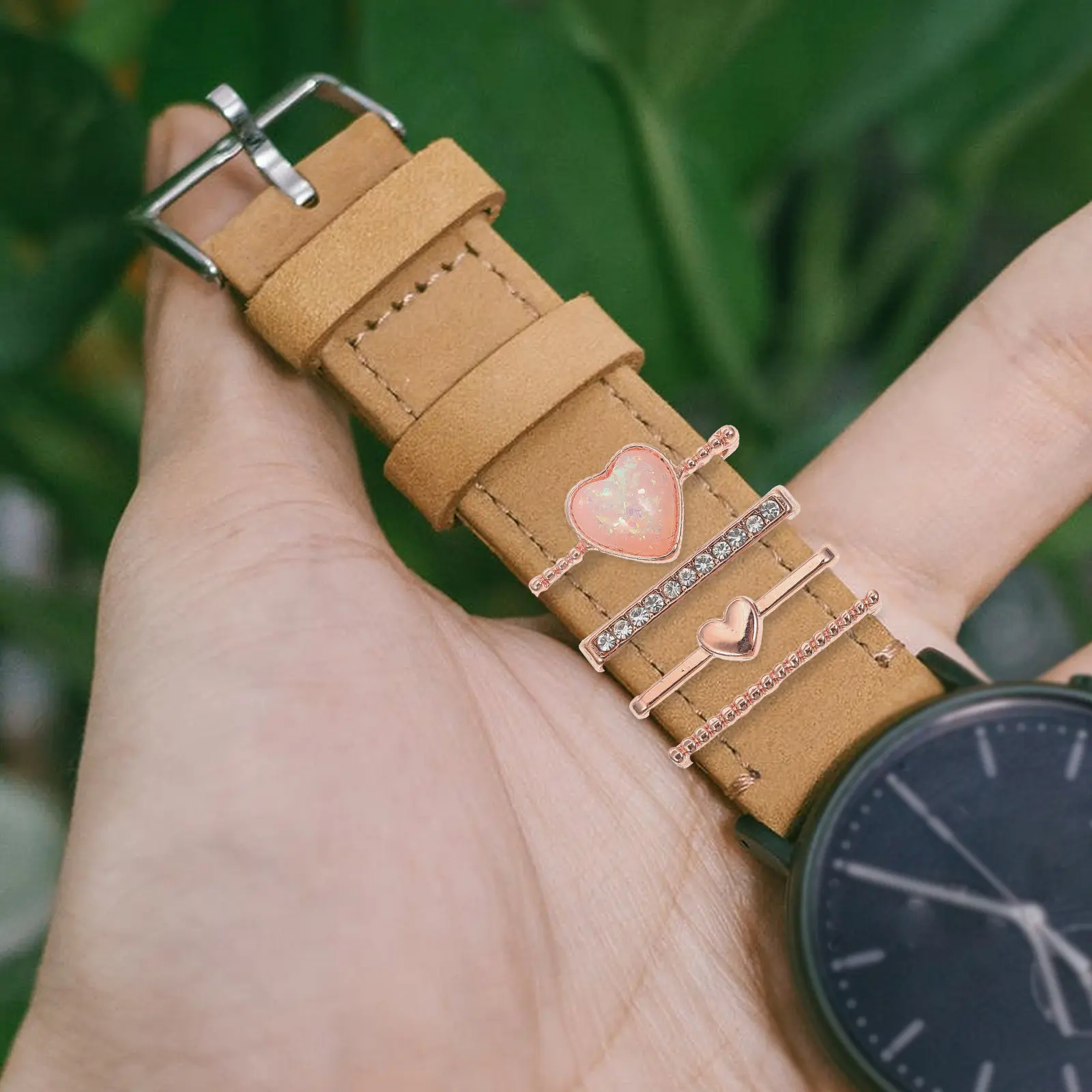 Watch Band Charms 4 Pack Rose Gold Decorative Strap Rings Loops Watchband Accessories