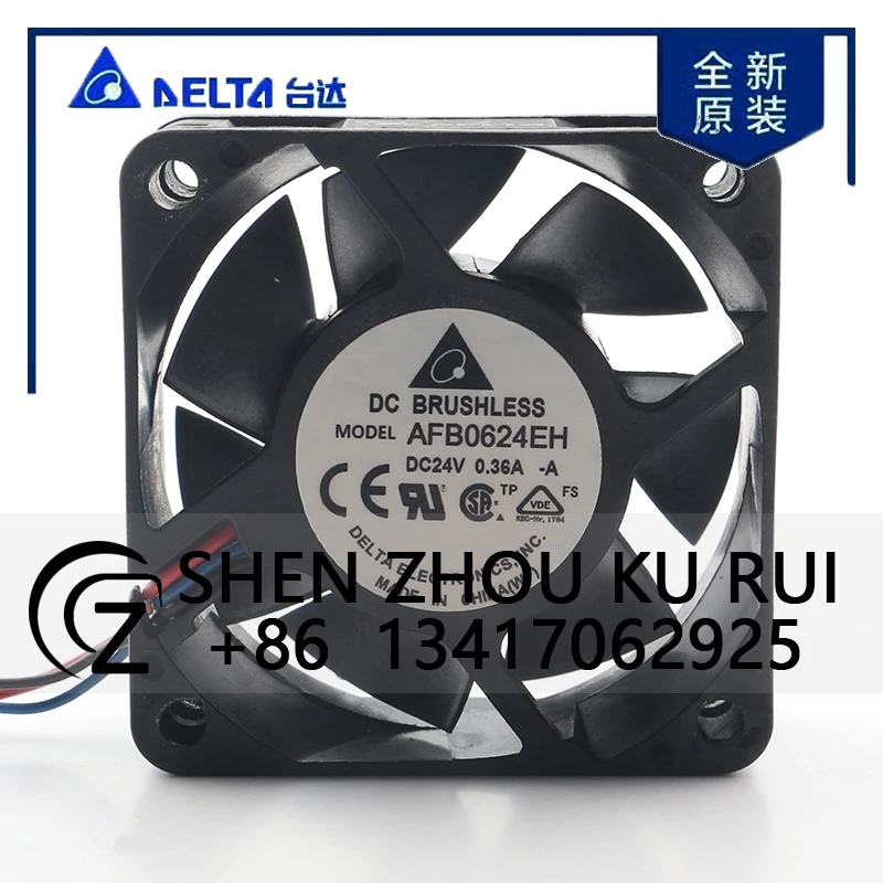 

Delta 12V 48V DC24V 0.36A AC EC 6025 60X60X25MM 6CM Dual Ball Frequency Converter Server High air Volume AFB0624EH-A Cooling Fan