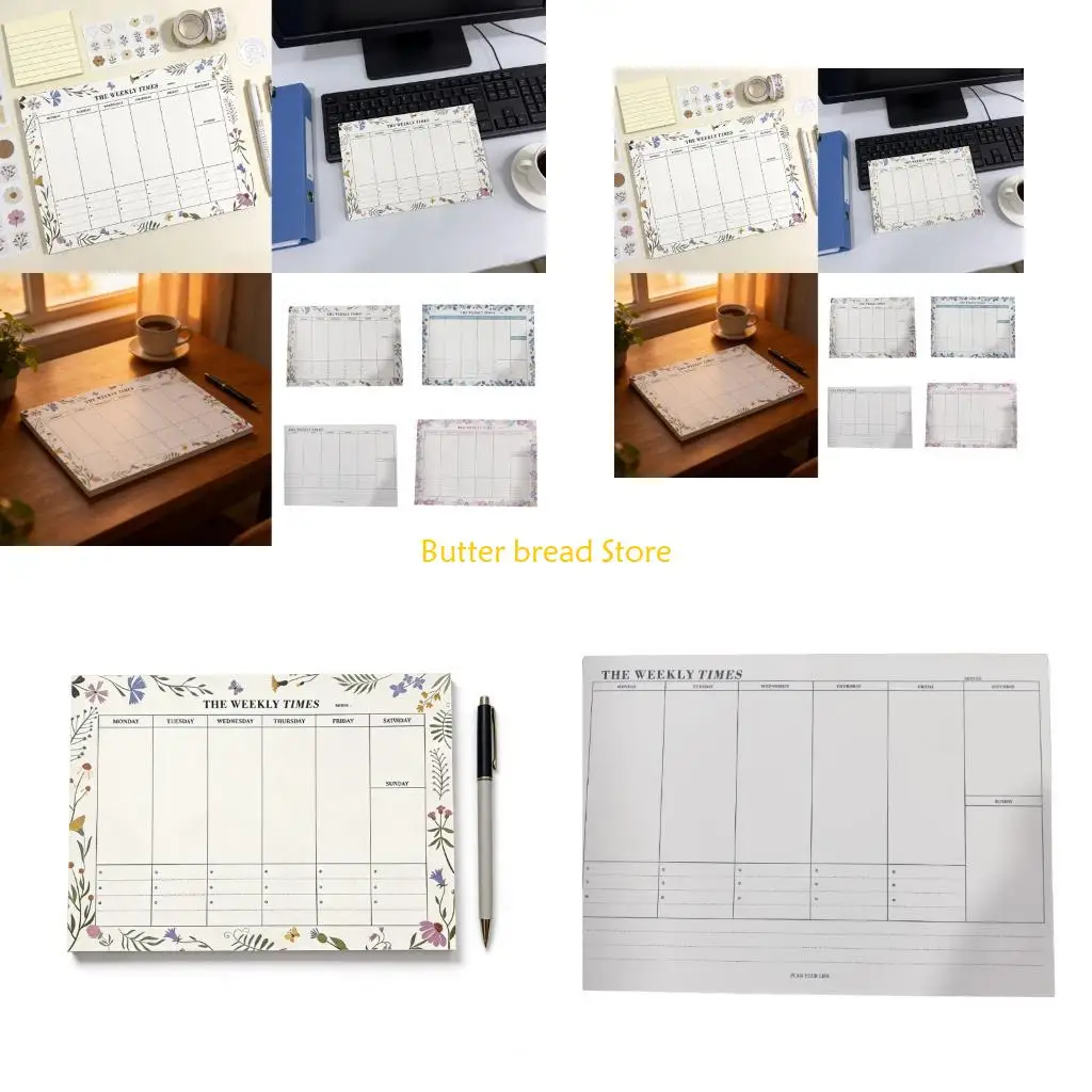 W89C Colorful Tearable Notepad 60 Sheets Weekly Planner Notebook For Daily Scheduling