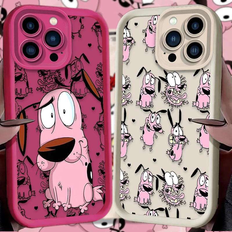 Courages Cowardly Dog Case For iPhone 14 15 16 13 12 11 Pro Max X XS X S Max XR SE 2020 7 8 Plus iphone16 Soft Silicone Funda