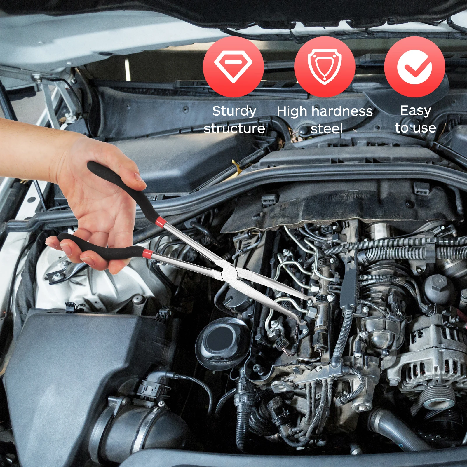 

Long Reach Electrical Disconnect Pliers Curved Head Long Nose Pliers Electrical Connector Disconnect Tool Non Slip Handle