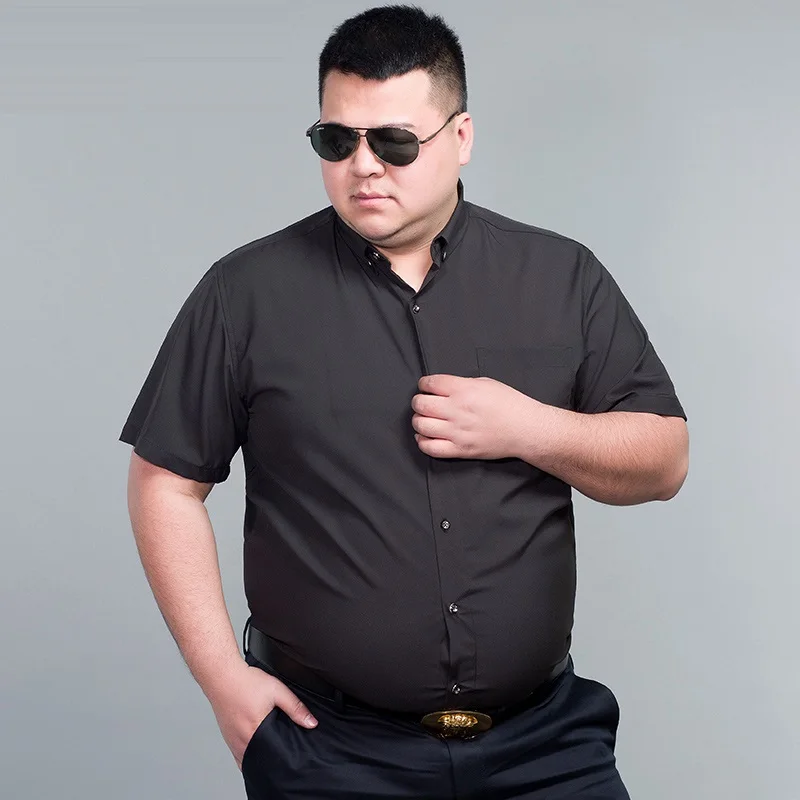 5XL 8XL 10XL 12XL 14XL Large Size Men Shirt short Sleeved purple Black Blue Business formal Mens oversize office Shirt