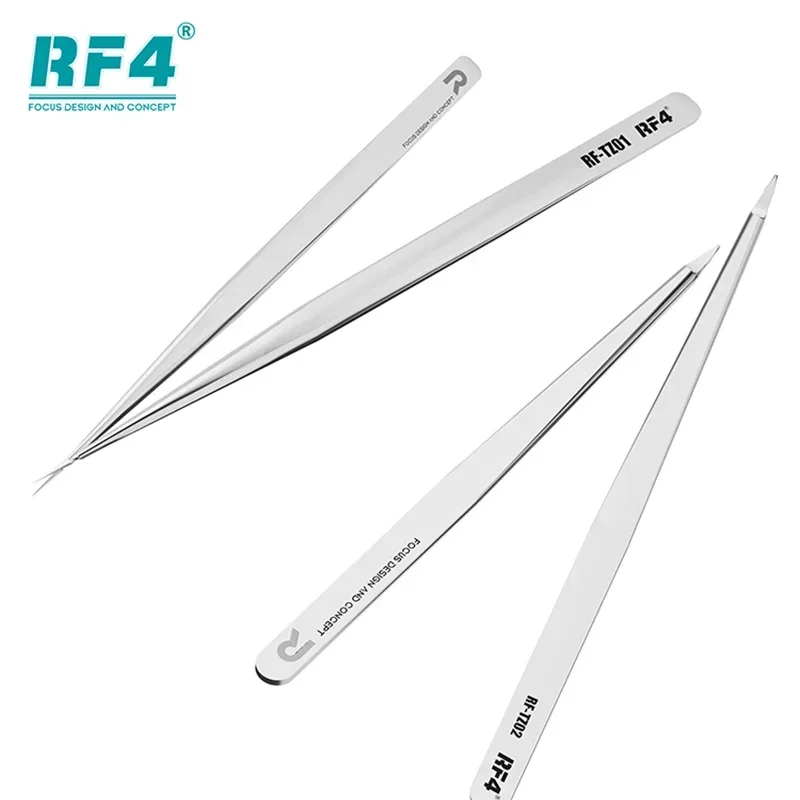 RF4 RF-TZ01/02 New Ultra Sharp Stainless Steel Non-Magnetic Tweezers Mobile Phone Flying Wire IC Chip Repair Clamping Tweezer