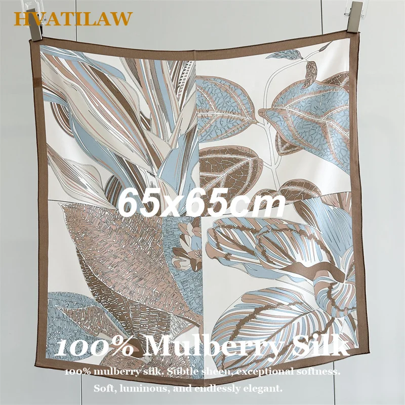 

100% Real Silk Scarf 65x65cm Small Square Silk Neckerchief for Women Vintage Print Neck Scarf Hair Bandana Neckerchief Shawl