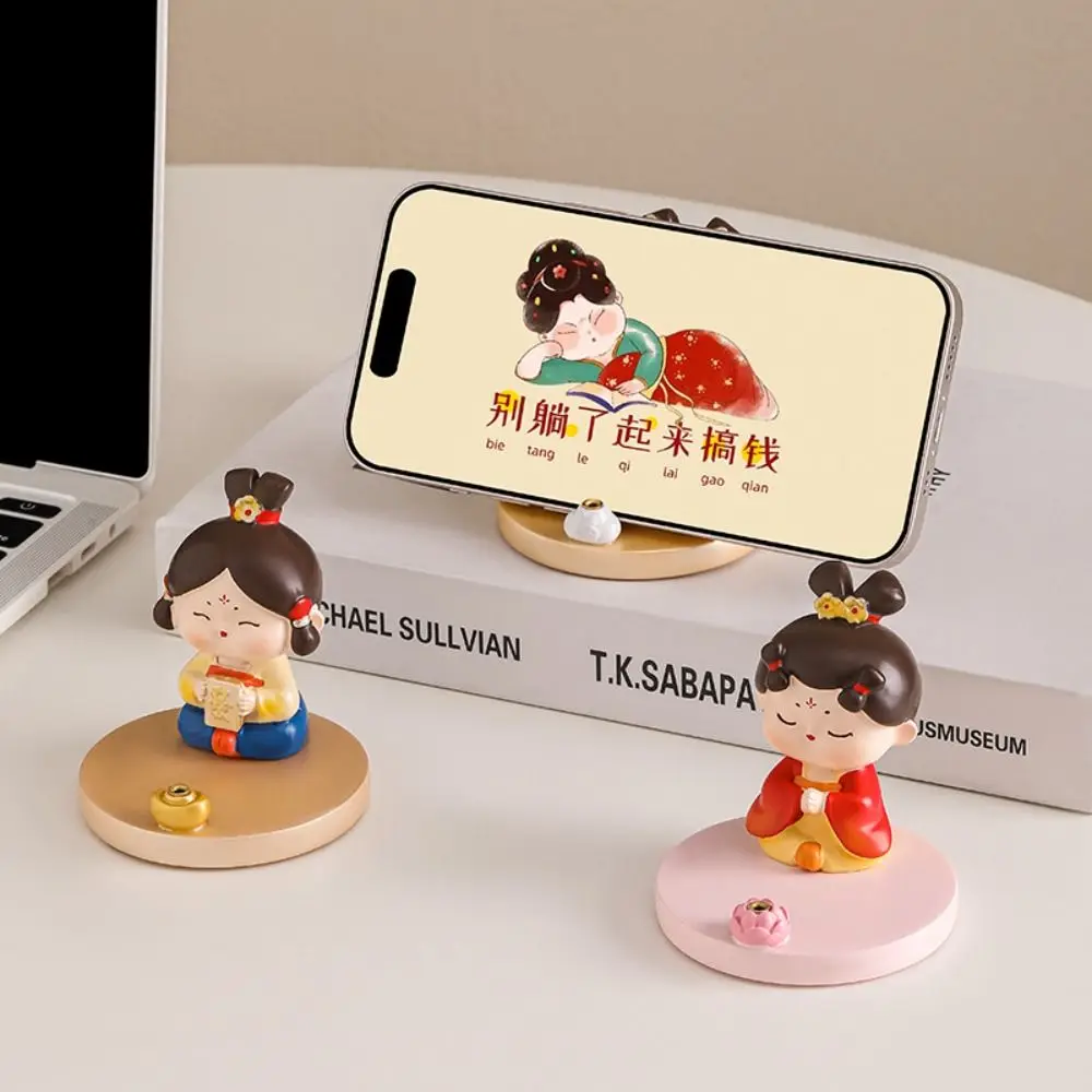 

Resin Ancient Style Phone Stand Ancient Clothing Girl Anti-slip Chinese Style Mobile Phone Holder Portable Multi-functional