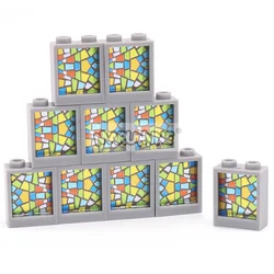 MARUMINE MOC Building Block Brick Printed Window 1x2x2 Frame Glass Street View House Parts Accessories 60601 60592 Compatible