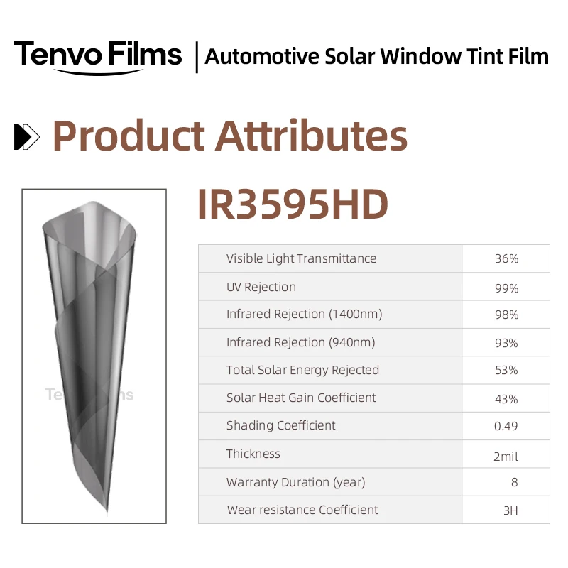 Source Factory IR3595 Nano Ceramic Car Window Film VLT36% Moderate Privacy Non Metallic UV Heat Rejection Solar Film