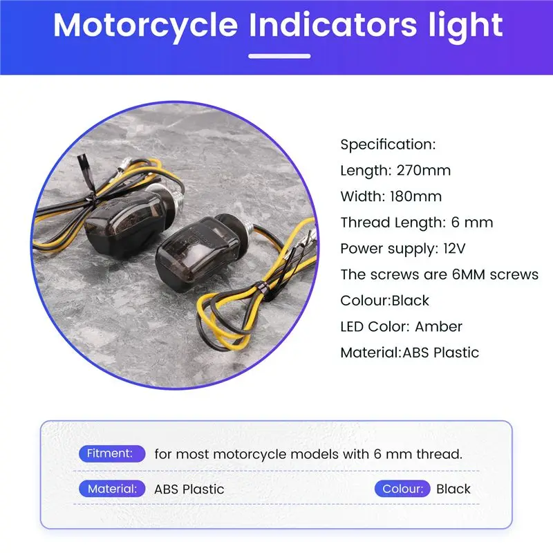 Compact 2Pcs Universal LED Black Mini Tiny Small Indicators Turn Signals Motorcycle Motor Bike For