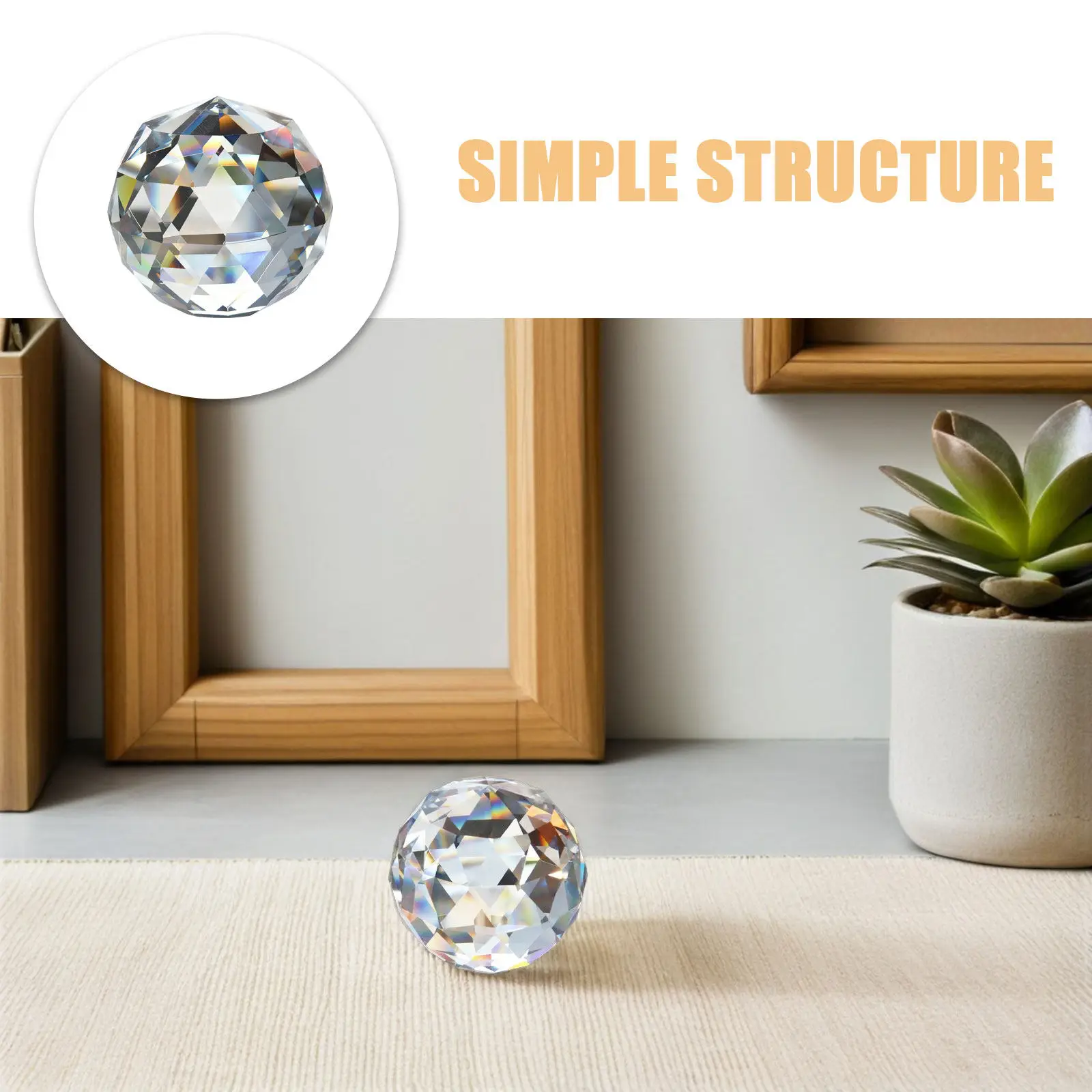 7Cm Clear Faceted Glass Gazing Ball Rainbow Prism Suncatcher for Window Garden Living Room Decor Glass Sphere Sun Catcher