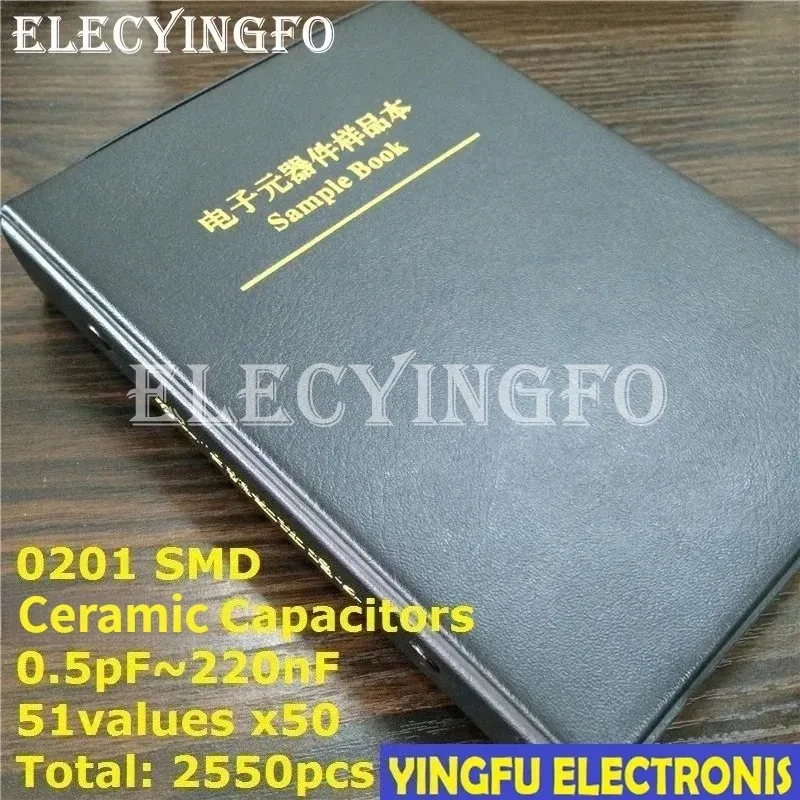 

51Valuesx50Pcs 0201 SMD Capacitor Sample Book Total=2550Pcs (0.5pF~220nF) Chip Capacitors Assorted Electronic Components Kit