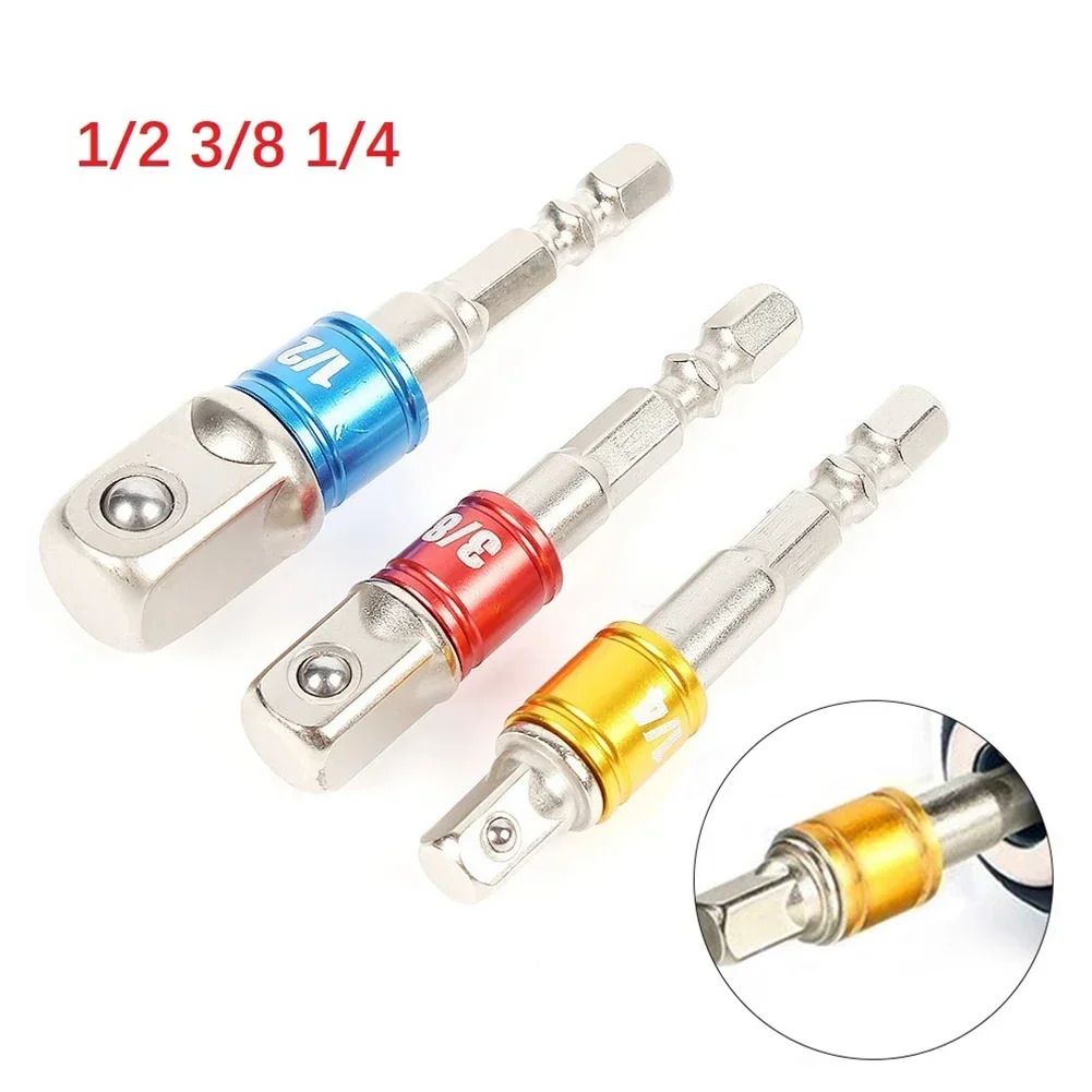 1pc Socket Adapter 1/4 3/8 1/2 Inch Nut Driver Socket Chrome Vanadium Steel 1/4\