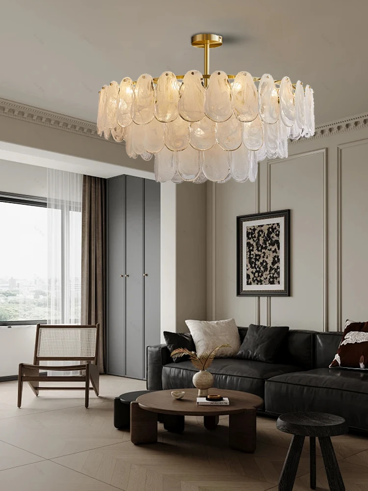 French Style Modern Cloud Mist Glass Chandelier Led Fashion Light Fixture For Bedroom Living Room Elegant Lamps Store Decor