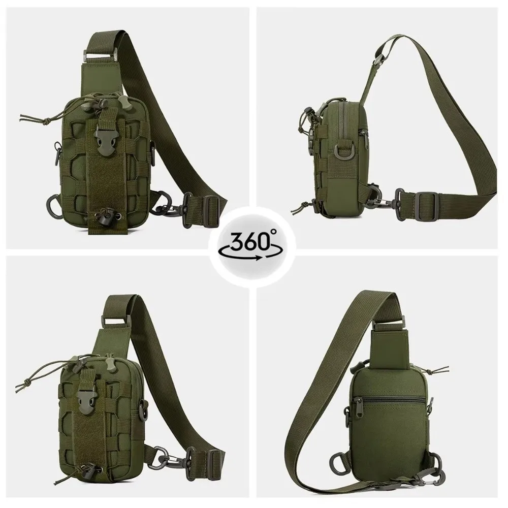 Durable Nylon Cross-Body Water Bottle Bag Scratch Resistant Multi-pockets Chest Bag Large Capacity Water Bottle Pouch