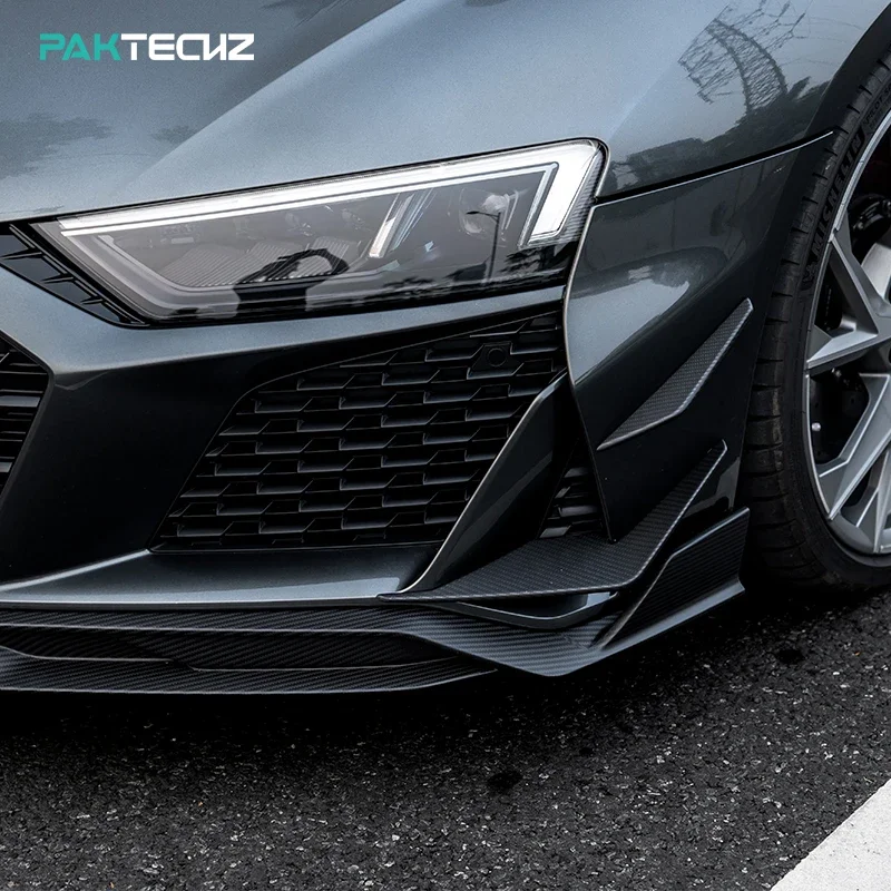 Paktechz Dry Carbon Fiber Tuning Parts Body Kit Front Canards for Audi R8 Gen2 Facelift