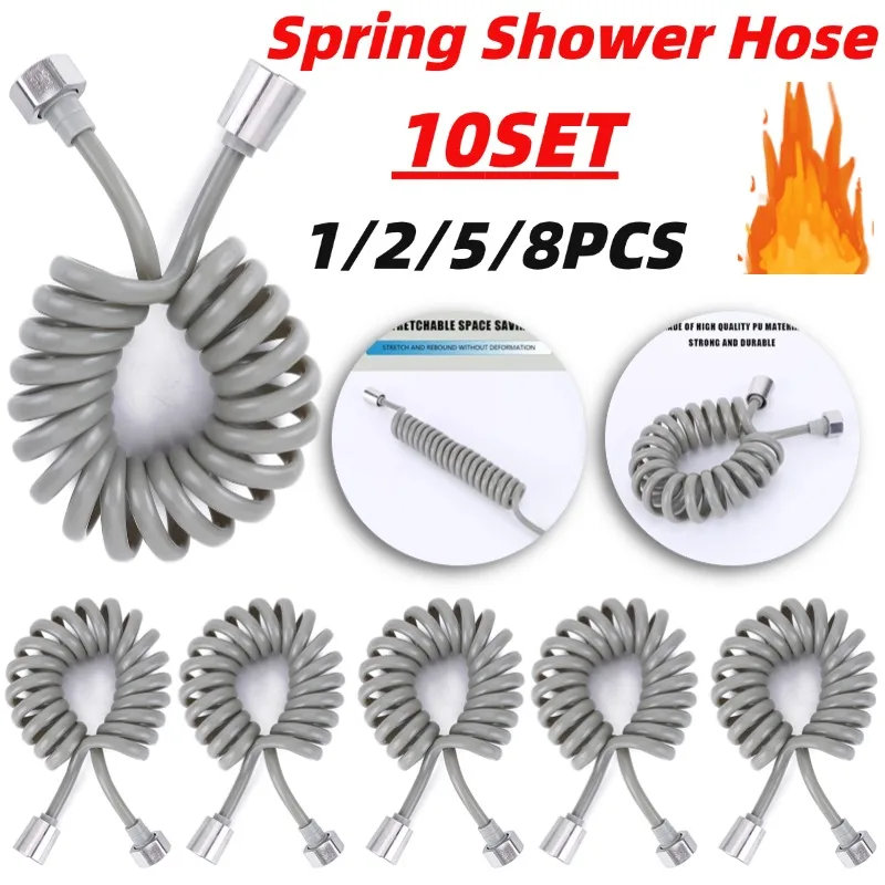 2/3/5M Plastic Flexible Hose Shower Hose Universal Extension Hand Sprayer Pipe Connector Spring Tube Bathroom Bidet Accessory