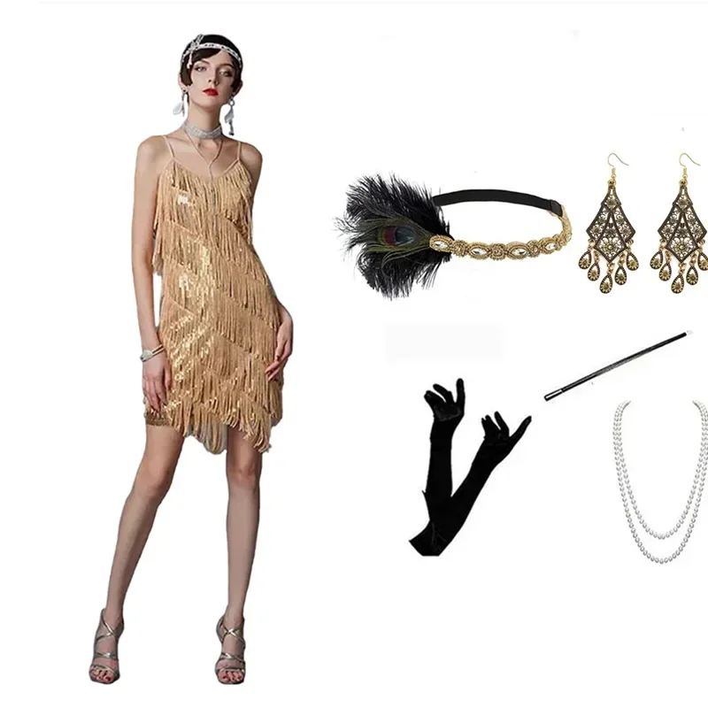 Nappa abito corto Ball Latin Camis Sexy Dance Y2K 1920 Vintage Gatsby Dress Women Suit abito tubino senza maniche con perline