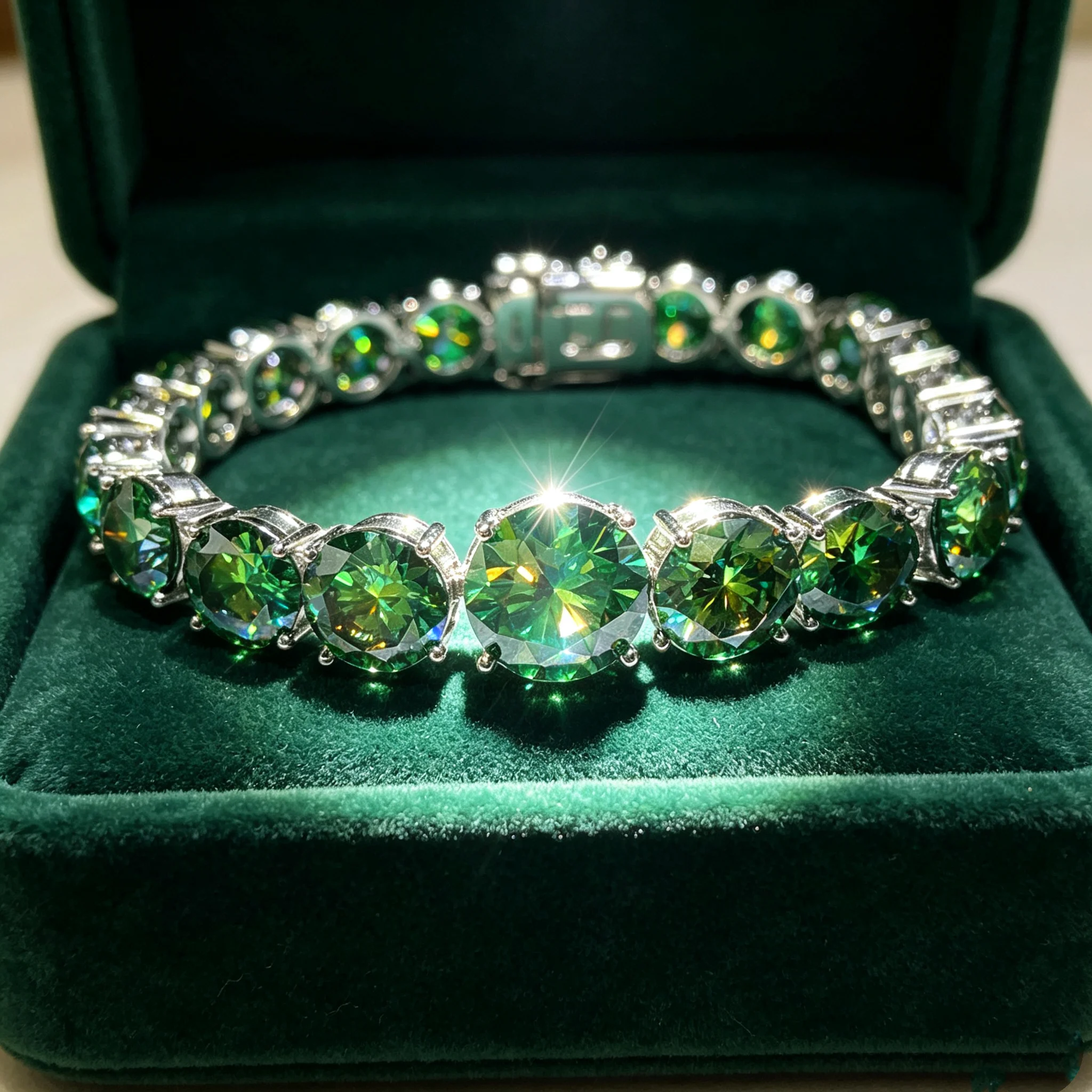 Butterflykiss Green Moissanite Lab Diamond Tennis Chains Bracelet Luxury S925 Silver Moissanita Gemstone Hand Chain Fine Jewelry