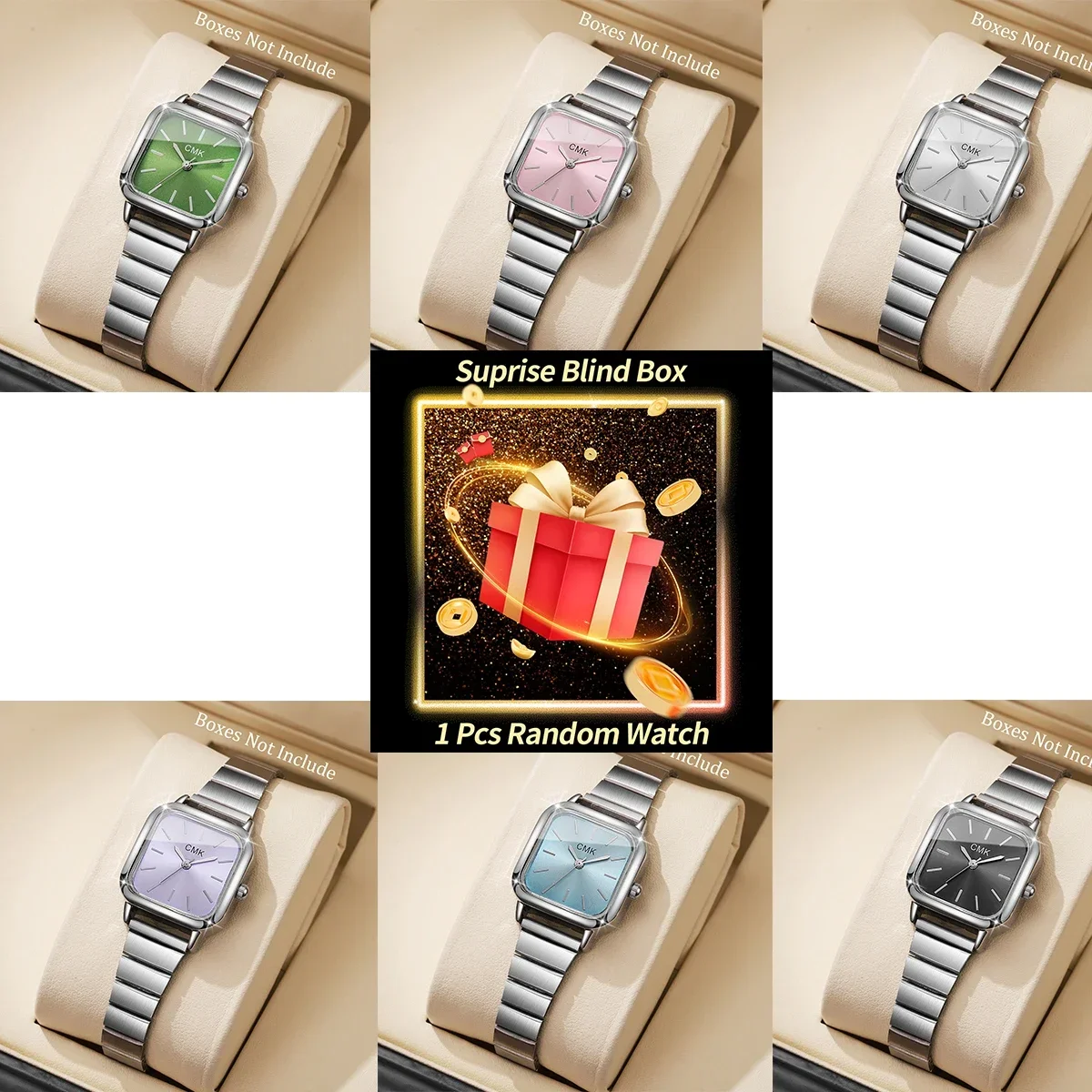 1PC Surprise Mystery Watch Blind Box-Luxury Ultra-thin Strap Women Quartz Wristwatch Fashion Square WatchesWithout Box