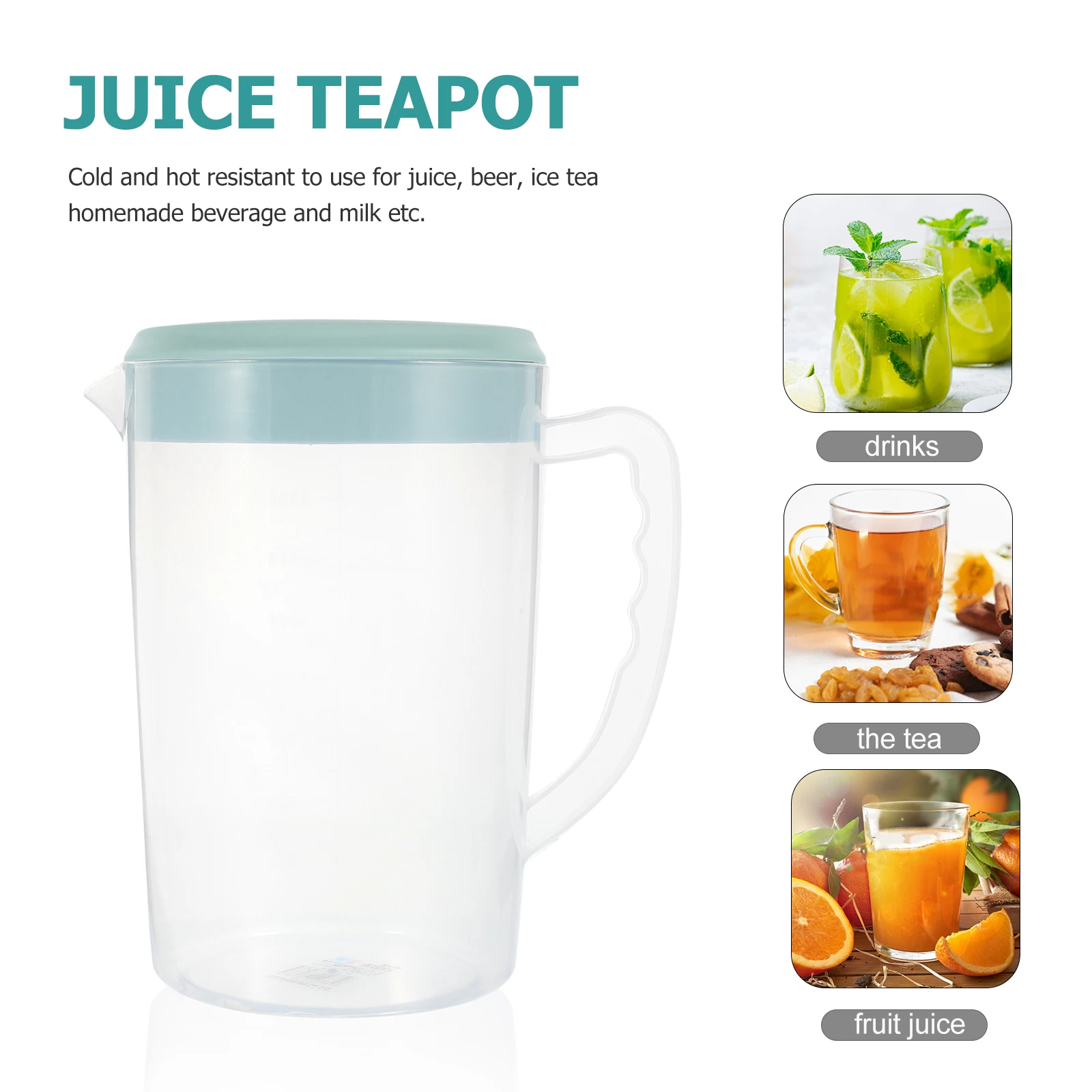 

2000 ML Plastic Water Pitcher Cold Hot Resistant Lightweight Home Use Juice Pot Beverage Kettle Large Capacity Container