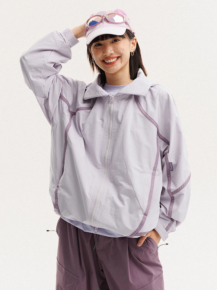 

Outdoor Windproof Waterproof Loose Fit Mountain Climbing Jacket Original Yarn Splicing Unisex Casual Style Long Sleeve Zipper