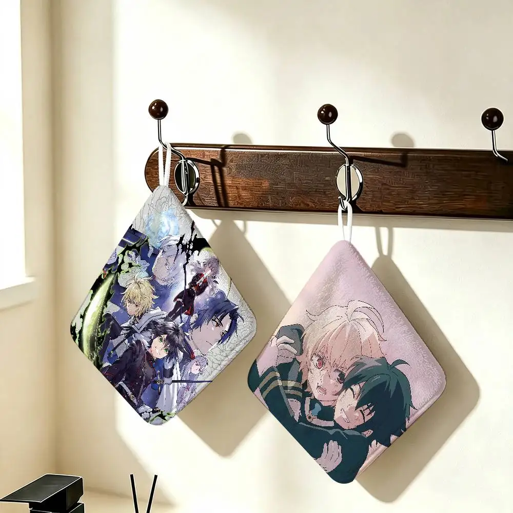 Anime S-S-Seraph Of The E-End Polyester Cotton Fabric, For Home Dormitory Hanging Kitchen Towel, Absorbent Wiping Towel