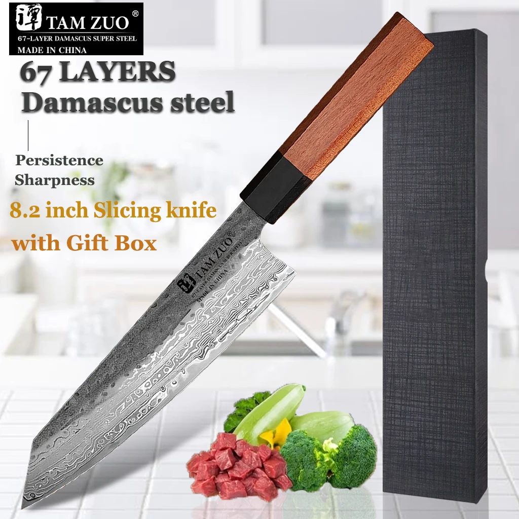 

8.2" Japanese Chef Knife 67 Layer Damascus Steel Sashimi Slicer Handmade Professional Kitchen Knives Cooking Tool with Gift Box