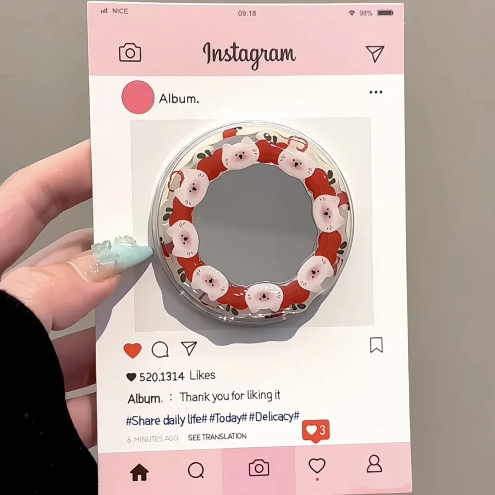 

Korean Cute Apple Kitty For Magsafe Phone Magnetic Griptok Stand For iPhone Funny Foldable Wireless Charging Case Holder