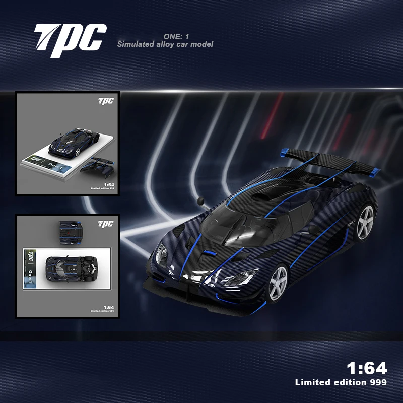 

Presale TPC 1:64 ONE Carbon Fiber Hood Blue Stripe Opened Diecast Diorama Model Collection Miniature Carros Toys