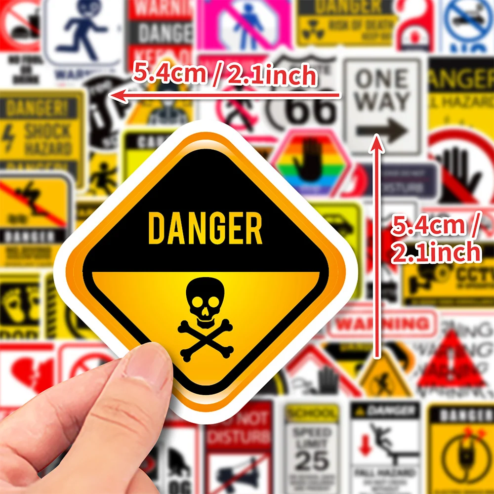 10/30/50Pcs Cool Cartoon Warning Stickers Danger Banning Decal Laptop Helmet Motorcycle Waterproof Sticker Classic Grafftit Toys image 3