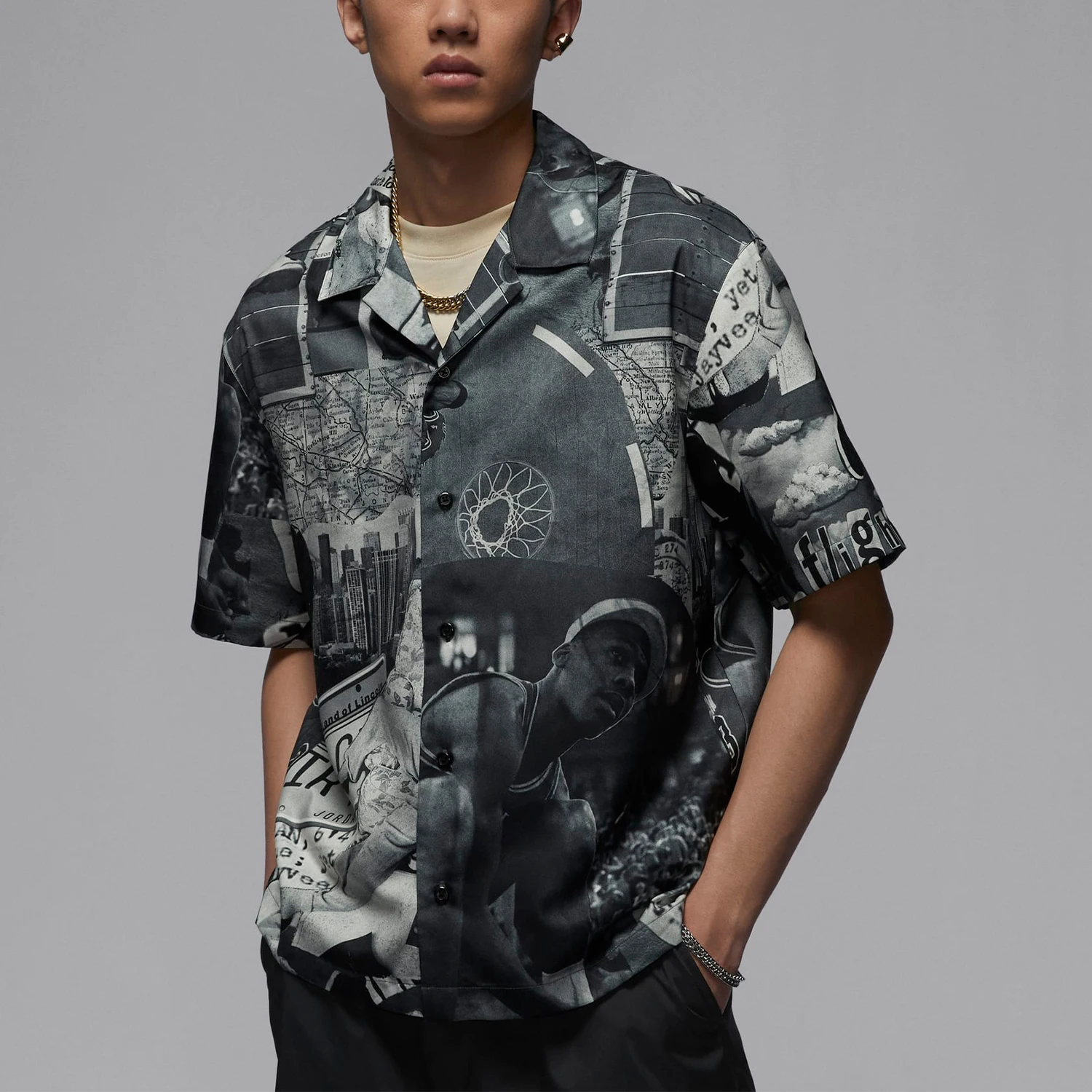 

Nike Official Genuine Jordan Men's Casual Printed Sport Short-Sleeve Shirt FV7312-133