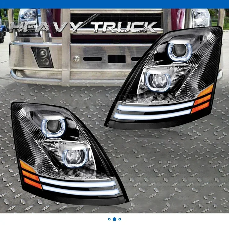 2021 AMERICAN TRUCK LED CHROME PROJECTOR HEADLIGHT WITH LED DUAL FUNCTION TURN SIGNAL FOR VOLVO VNL & VT 2004-2018