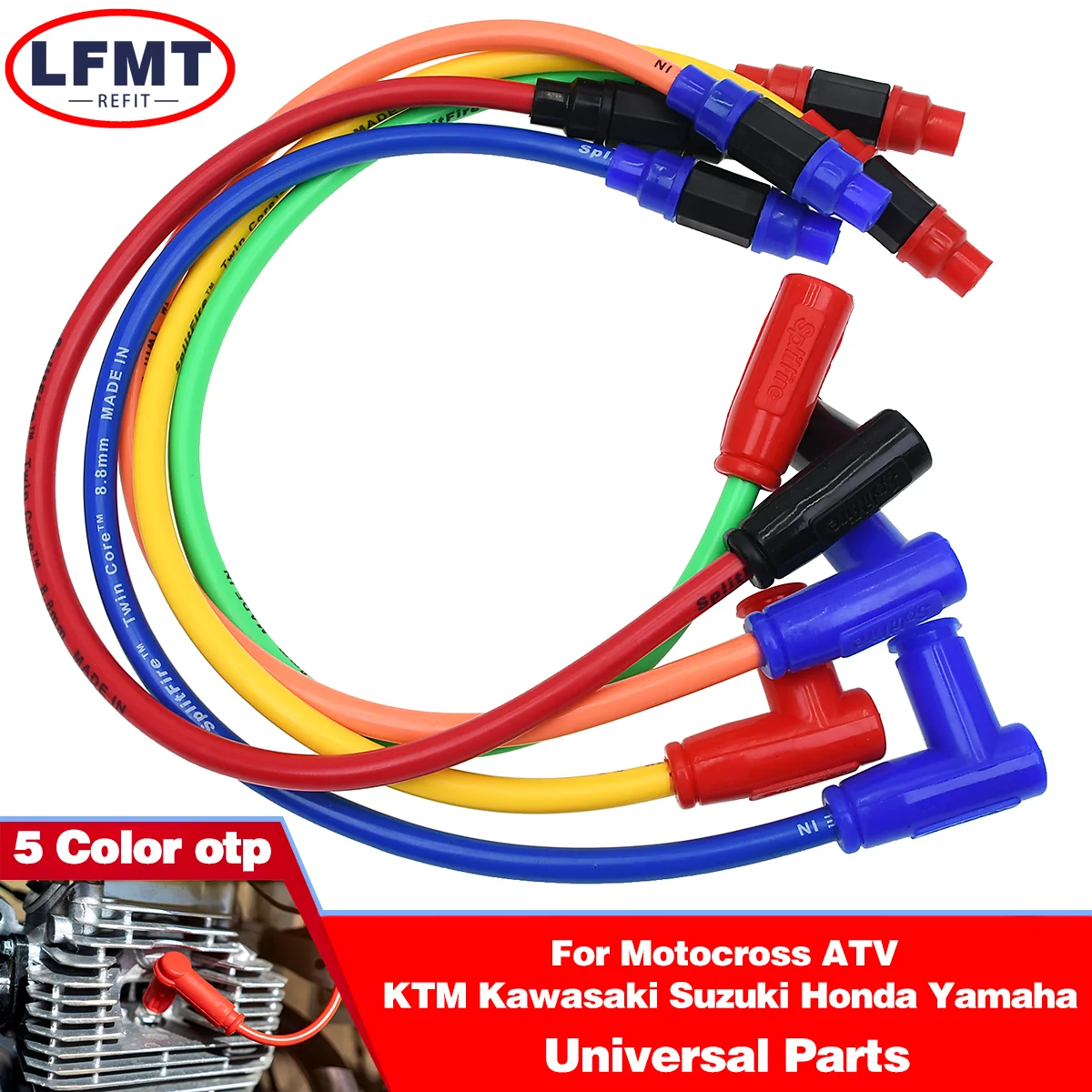 

Motorcycle 8.8mm Spark Plug Wire Iridium Power Cable Kit For ATV Yamaha Honda KTM Suzuki Kawasaki etc Motocross Dirt Bike Parts