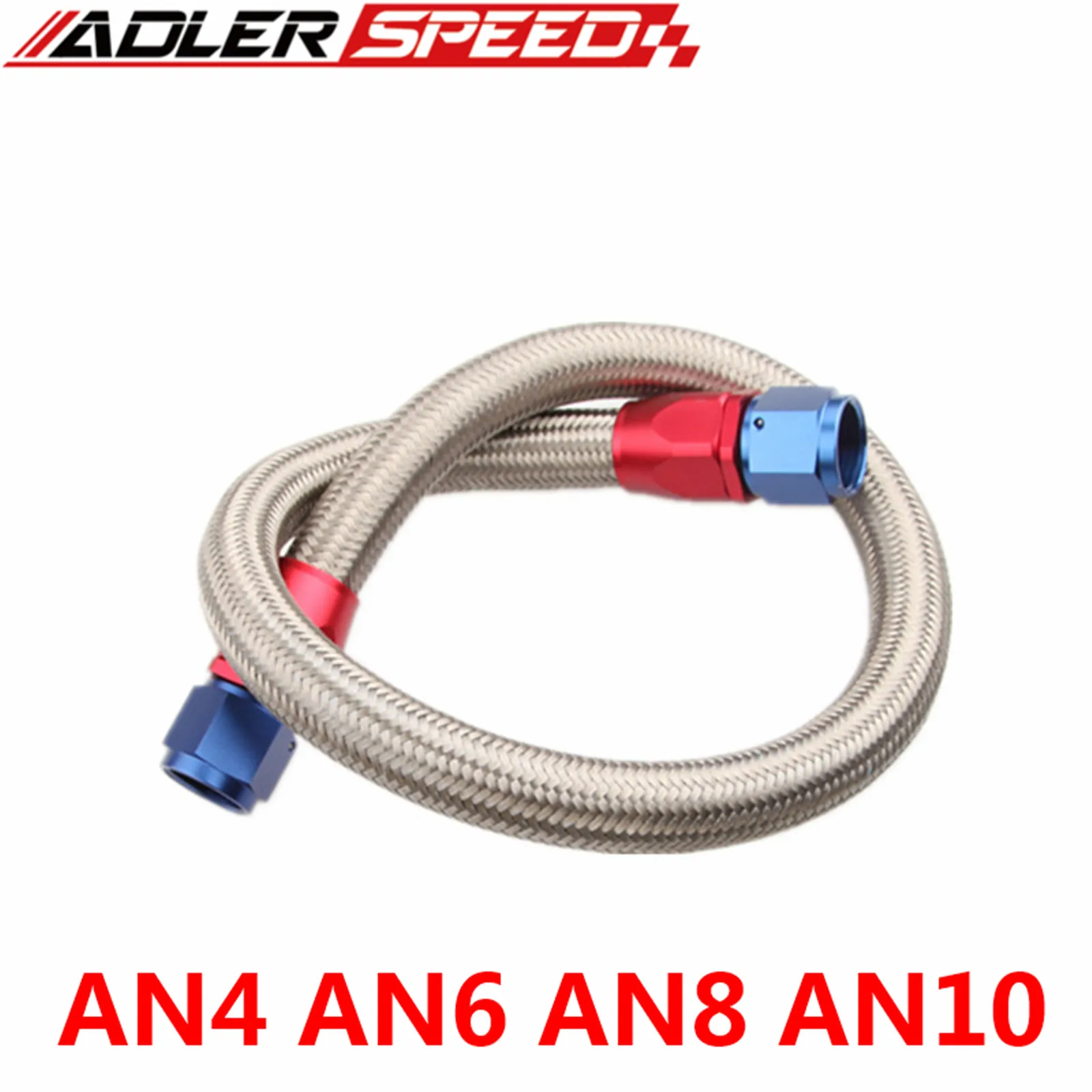 

AN6 AN8 AN10 Fuel Hose Oil Gas Cooler Hose Line Pipe Tube Nylon Stainless Steel Braided Inside CPE Rubber 0.6M Custom length