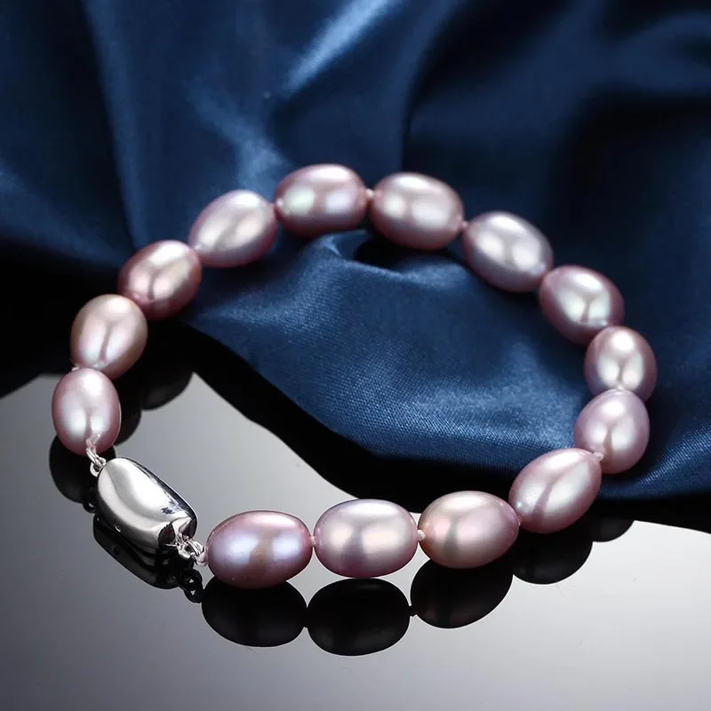 Dainashi 7-8mm Natural Freshwater Pearl Bracelet 925 sterling silver jewelry  Water Drops buckle pearl charms for jewelry making