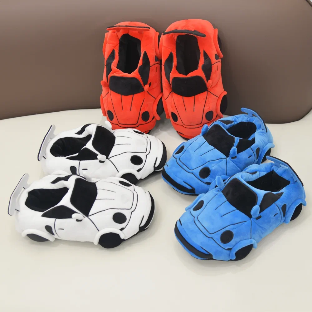 MyRytanda 11 Colors New Car Plush Slippers Fun Vehicle Shape Stuffed Shoes Women Men Christmas Indoor House Slippers