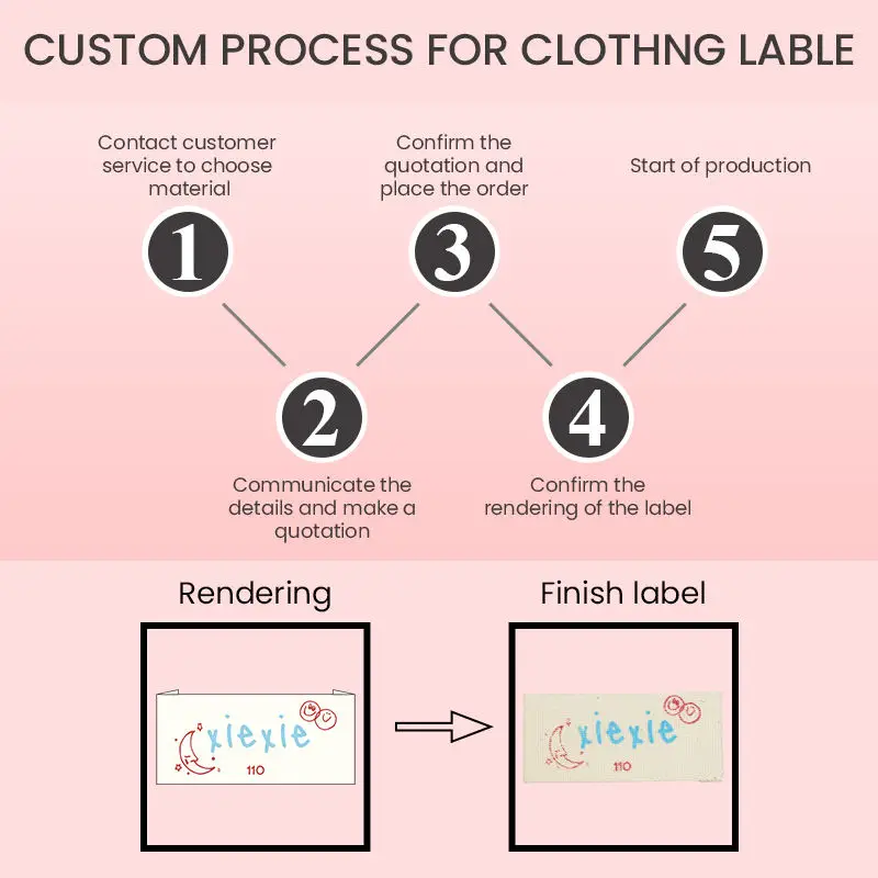 Custom Cotton Garment Label - Washable Pattern Brand Tag (black/White/Beige) Personality customization End Fold Clothing Label
