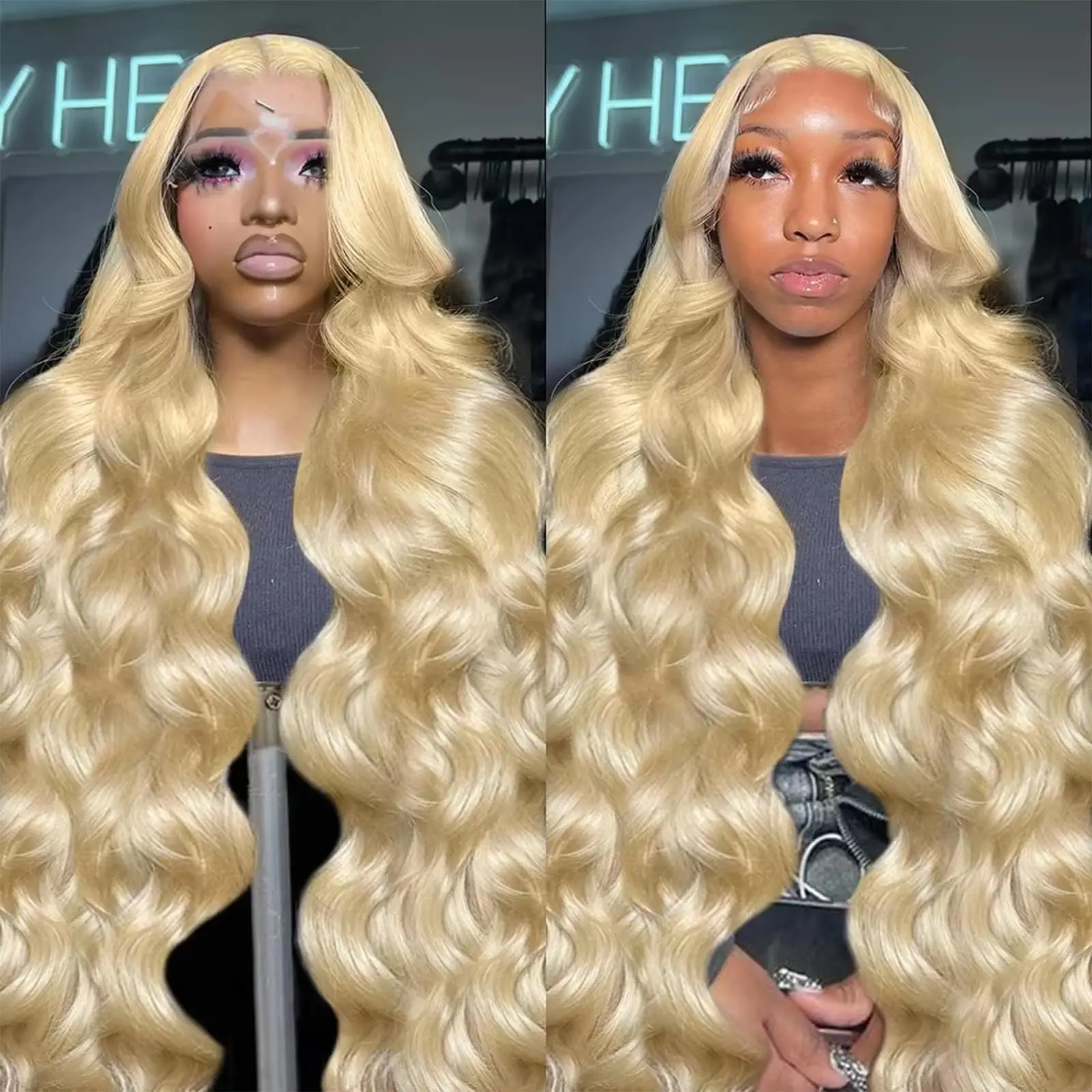 200 Density 613 Honey Blonde Color 13x6 HD Transparent Lace Frontal Body Wave Human Hair Wig 30 36 Inch 13X4 Front Wig For Women