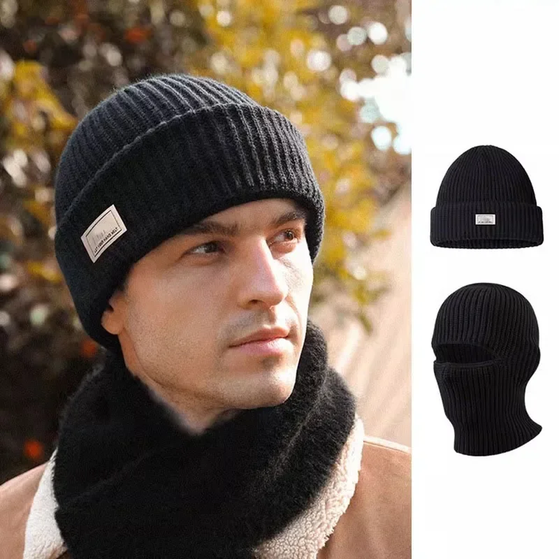 Multi Purpose Ski Mask Balaclava 2In1 Knitted Beanie For Men Winter Tactical Cycling Full Face Hat With Built In Ear Protection