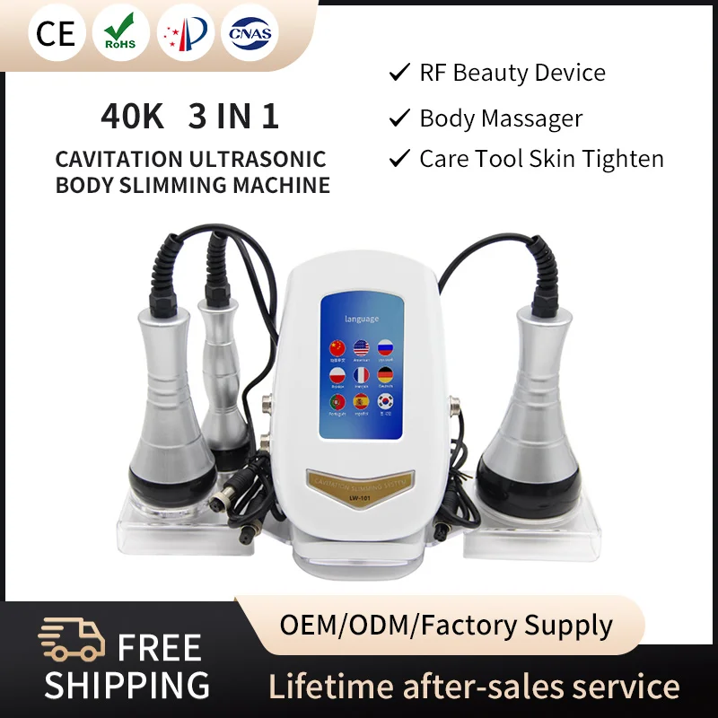 

3 IN 140K Cavitation Multi-pole Radio Frequency Beauty Weight Loss Device Body Massage Relaxation Skin Rejuvenation Whitening