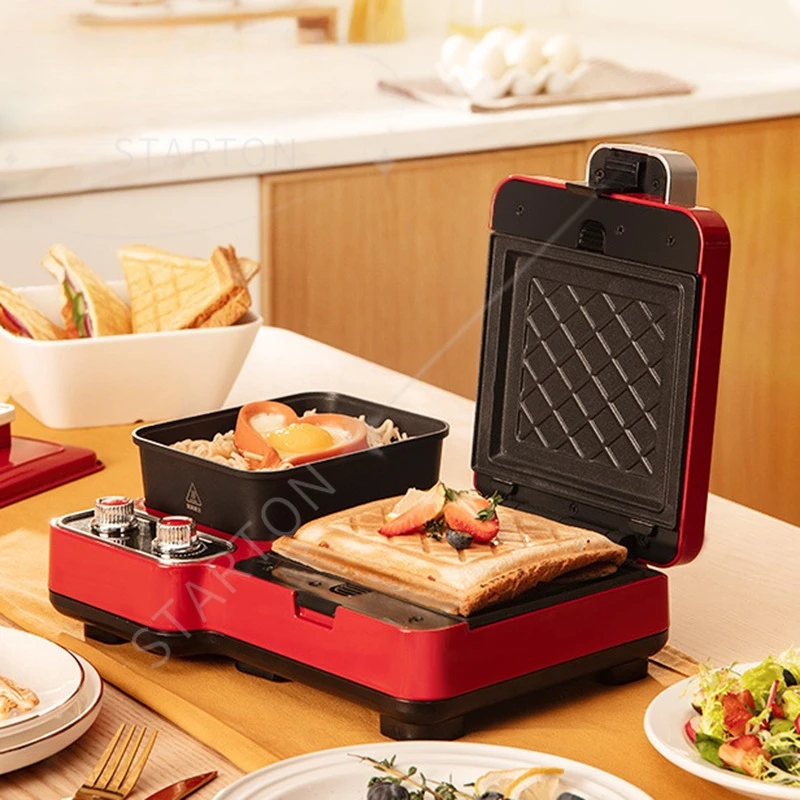 Breakfast Machine Electric Sandwich Maker Light Food Barbecue Grill Toaster Oven Noodles Cooker Pot Egg Frying Pan