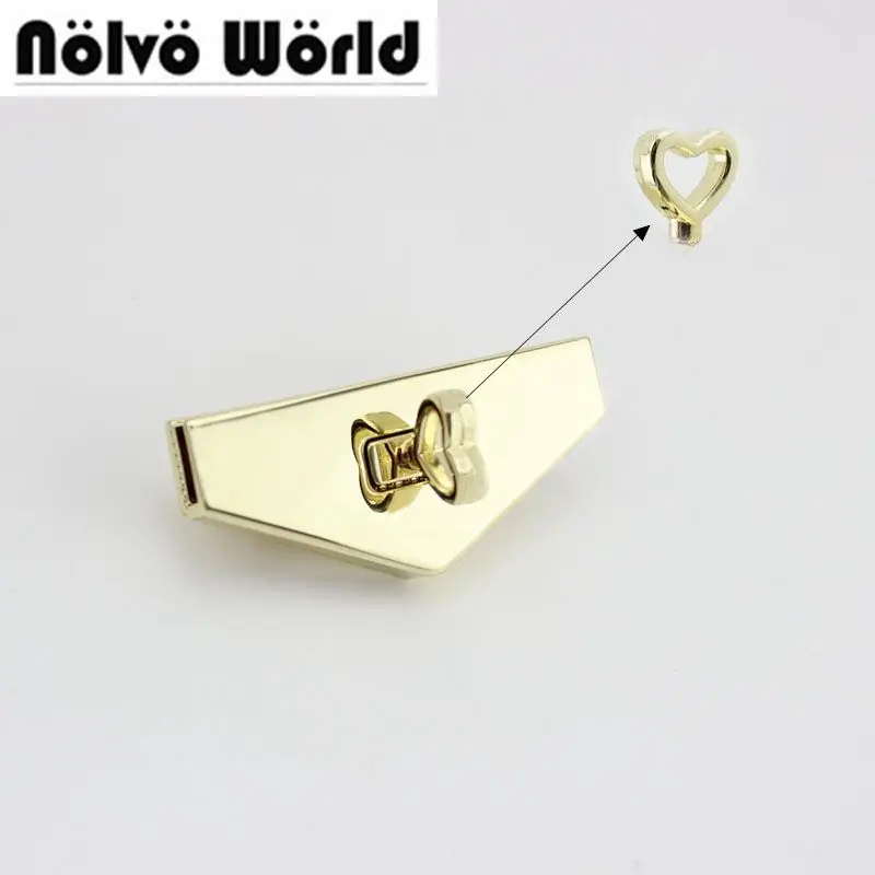 

15sets 65*27mm triangle love fashion lock push Lock Genuine Leather Bags Parts Hardware Accessories Factory