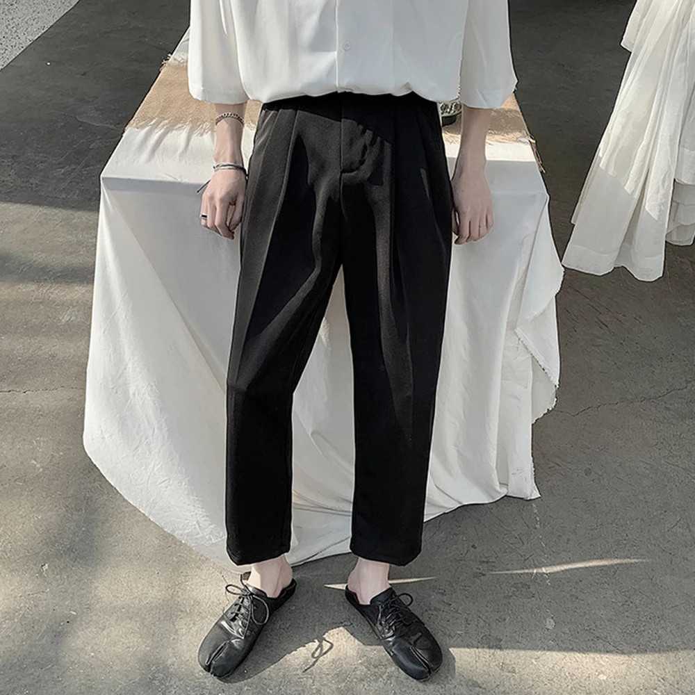 Mens Dark Clean Fit Straight Leg Pants Summer Streetwear Fashion Breath Lightweight Plain Youth Campus Commuter Casual Pants