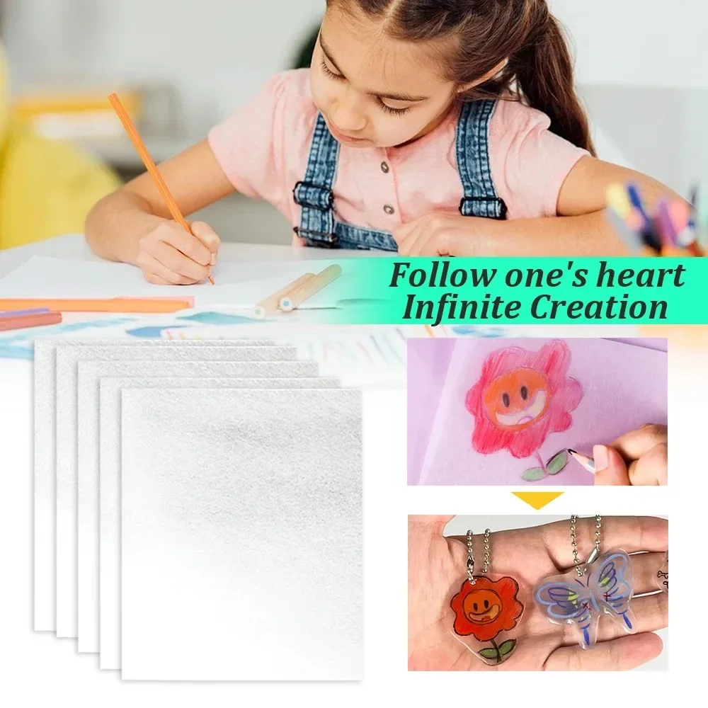 5Pcs Shrink Plastic Sheets Fun Thermal Heat Shrink Film Translucent Sheets Blank Shrink Art Film Paper For DIY 14.5x20cm image 5