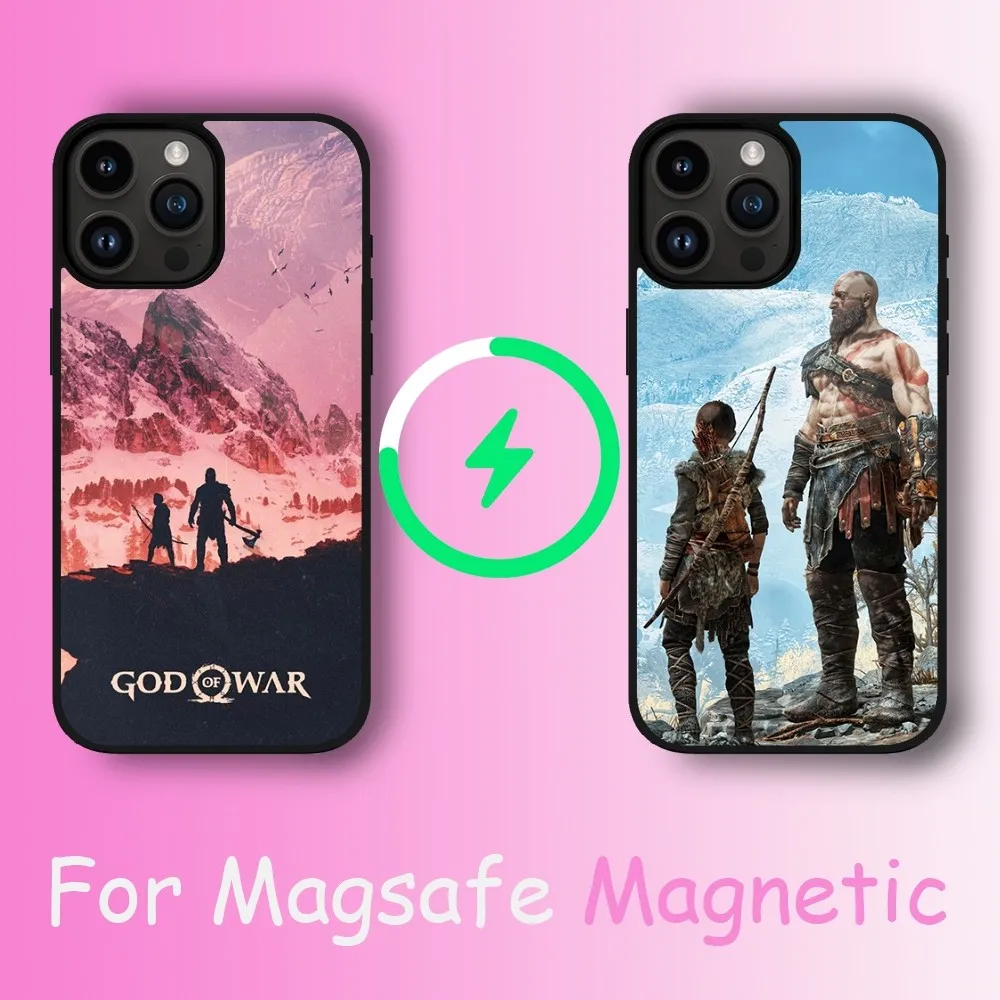 Game God of War Phone Case For iPhone 11 12 13 14 15 Max Plus Pro Wireless Magnetic Magsafe Charging Shell