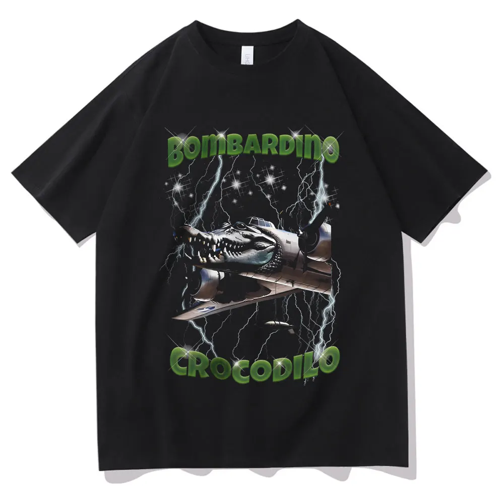 

Bombardiro Crocodilo Funny Crocodile Plane Bomber Meme Graphic T-shirt Men Hilarious Humor T Shirts Man Soft Cotton Short Sleeve
