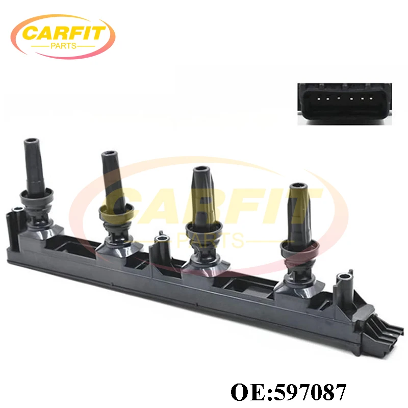 New OEM 597087 9656695780 5970A6 Engine Ignition Coil For CITROEN C4 C5 C8 PEUGEOT JUMPY EXPERT Van 307 407 408 807 Auto Parts