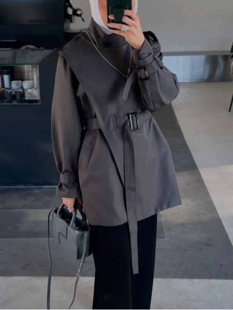 DFDG-Veste imbibée à col irrégulier, manteau cape à la taille, fouet avancé, document solide, conception de printemps et d'automne, 2025