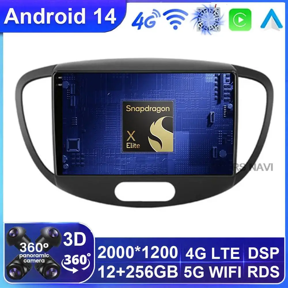 

Android 14 For Hyundai i10 2007 2008 2009 2010-2013 Multimedia Navigation GPS Car Radio Video Player No 2din Head Unit Stereo BT