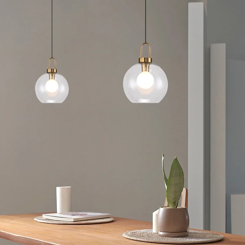 

Nordic light luxury hanging loft Glass ball Pendant Light industrial decor Lights Fixtures E27/E26 for bedroom Restaurant Lamp