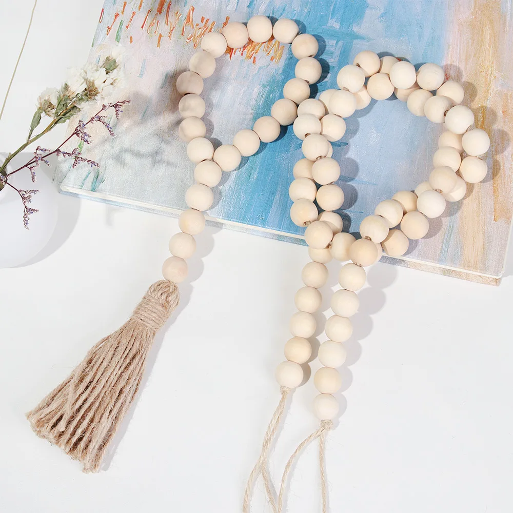 Farmhouse Wall Hanging Home Decor DIY Handmade  Tassel Bead Ornament Boho Gift with Tassels Decor Prayer Boho Beads